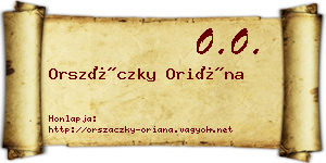 Orszáczky Oriána névjegykártya